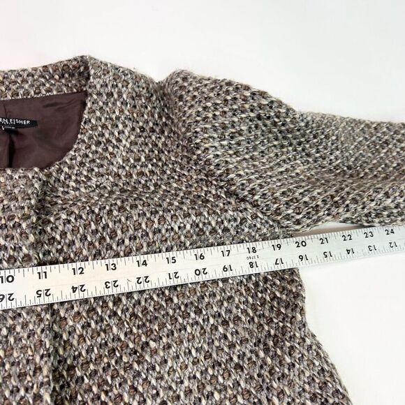 Eileen Fisher Sweater Womens PM Brown Cropped Knit Wool Alpaca Snap Front - Picture 9 of 12